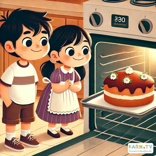 การ์ตูนสำหรับเด็ก ในรูปแบบ นิทานการ์ตูนสองภาษา เรื่อง Big Baking Day หน้า 6